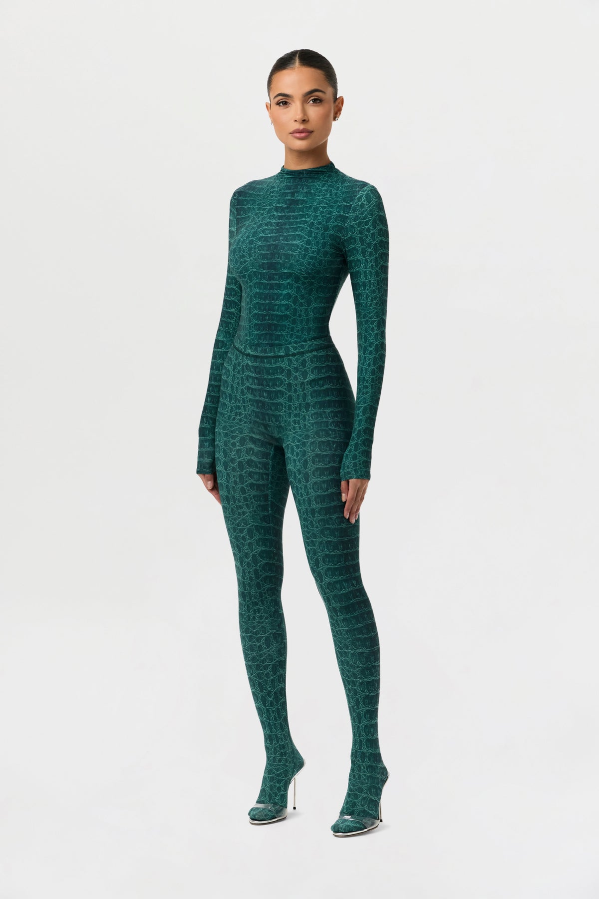 Emerald Croc Naked Print Tights