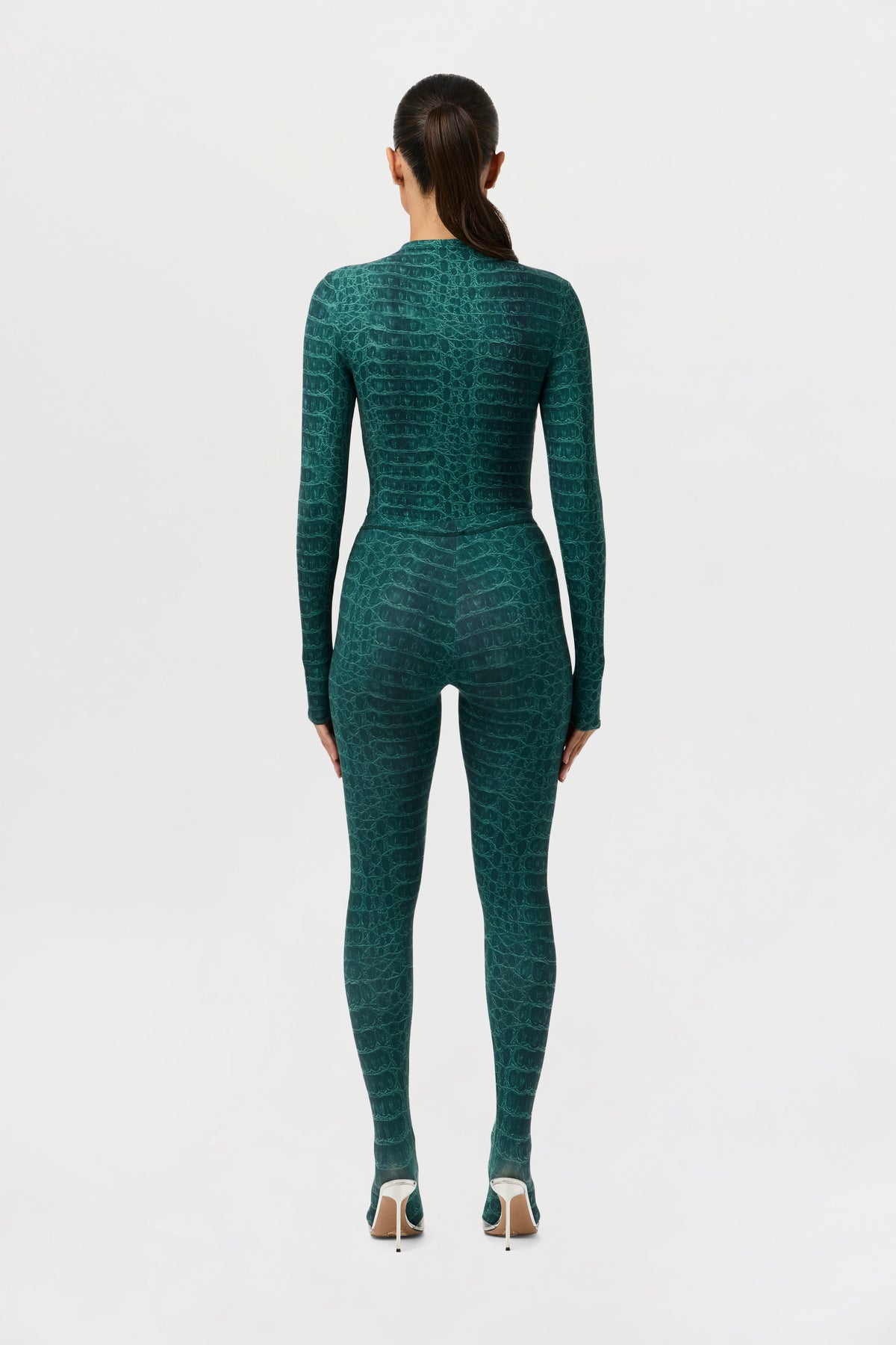 Emerald Croc Naked Print Tights Petite