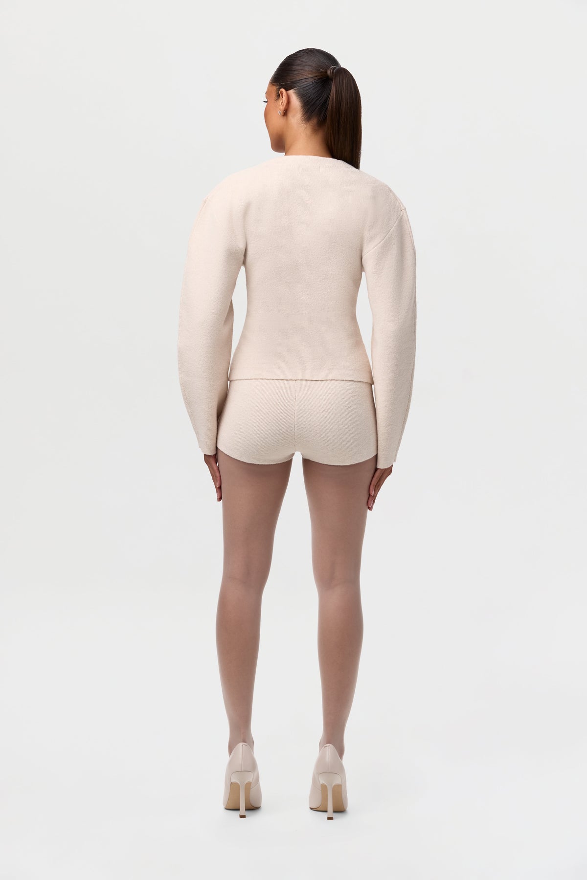 Bone Knit Long Sleeve V-Neck Cardigan