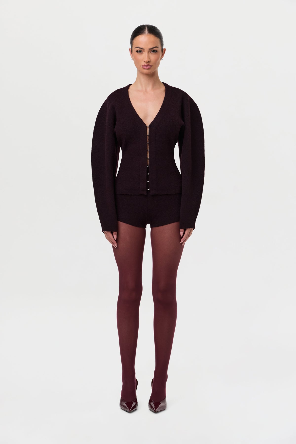 Dark Plum Knit Hot Short