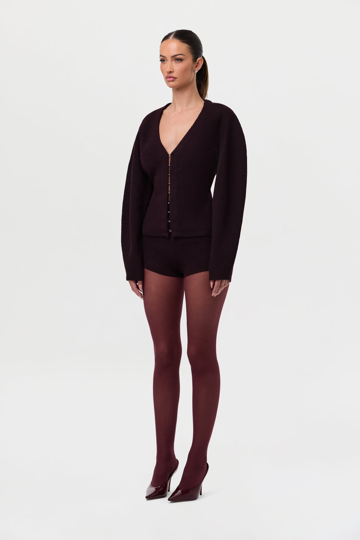 Dark Plum Knit Hot Short