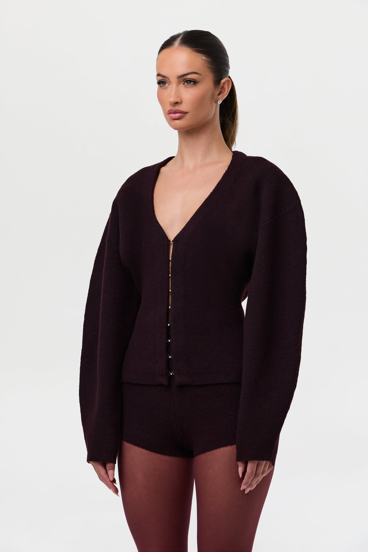Dark Plum Knit Hot Short