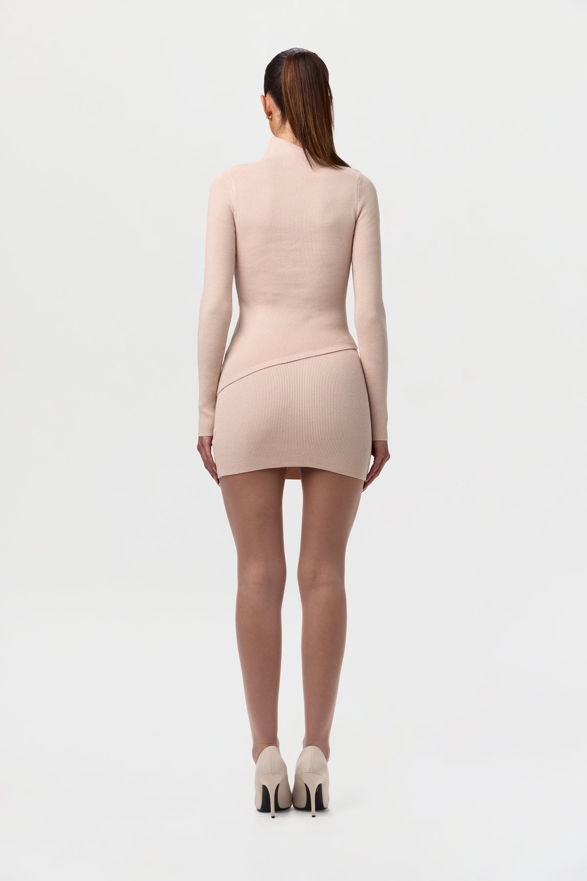 Taupe Ribbed-Knit Asymmetric Top