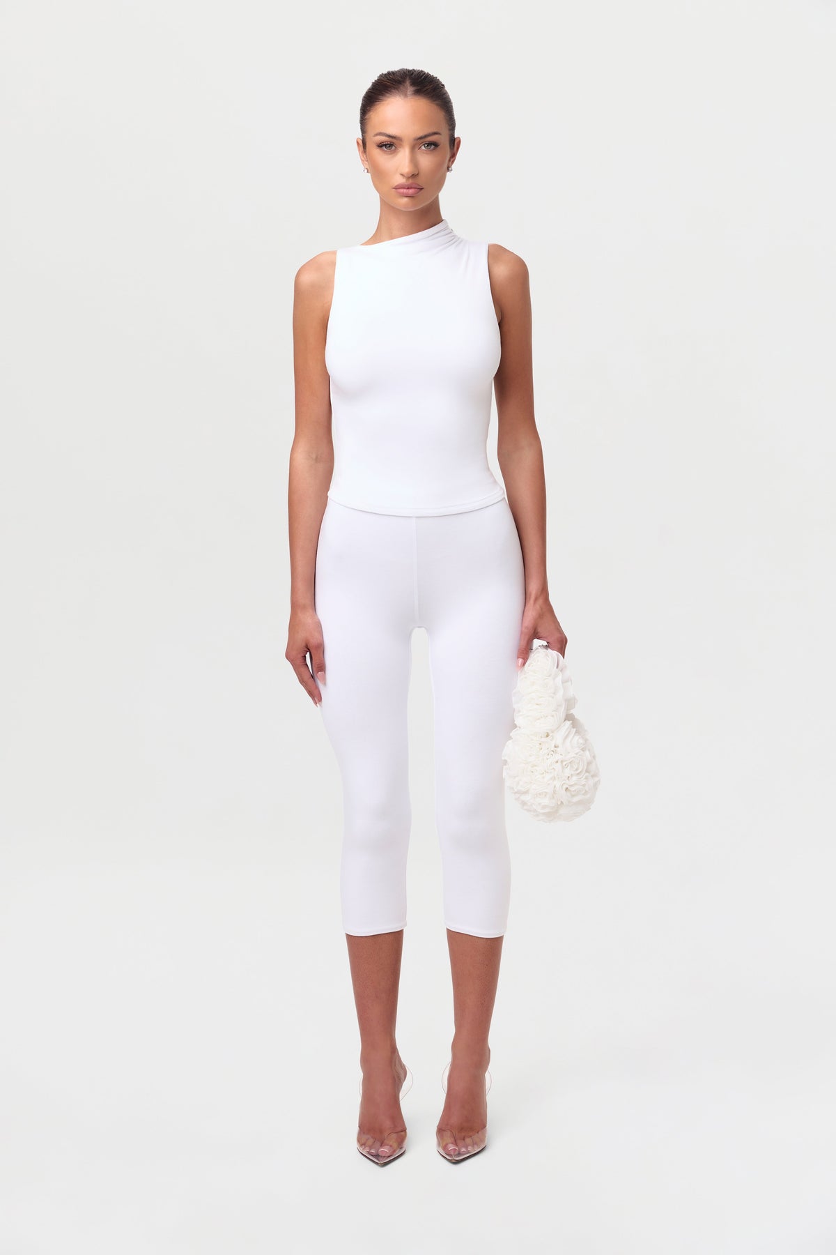 White Smooth Sculpt Cropped Legging