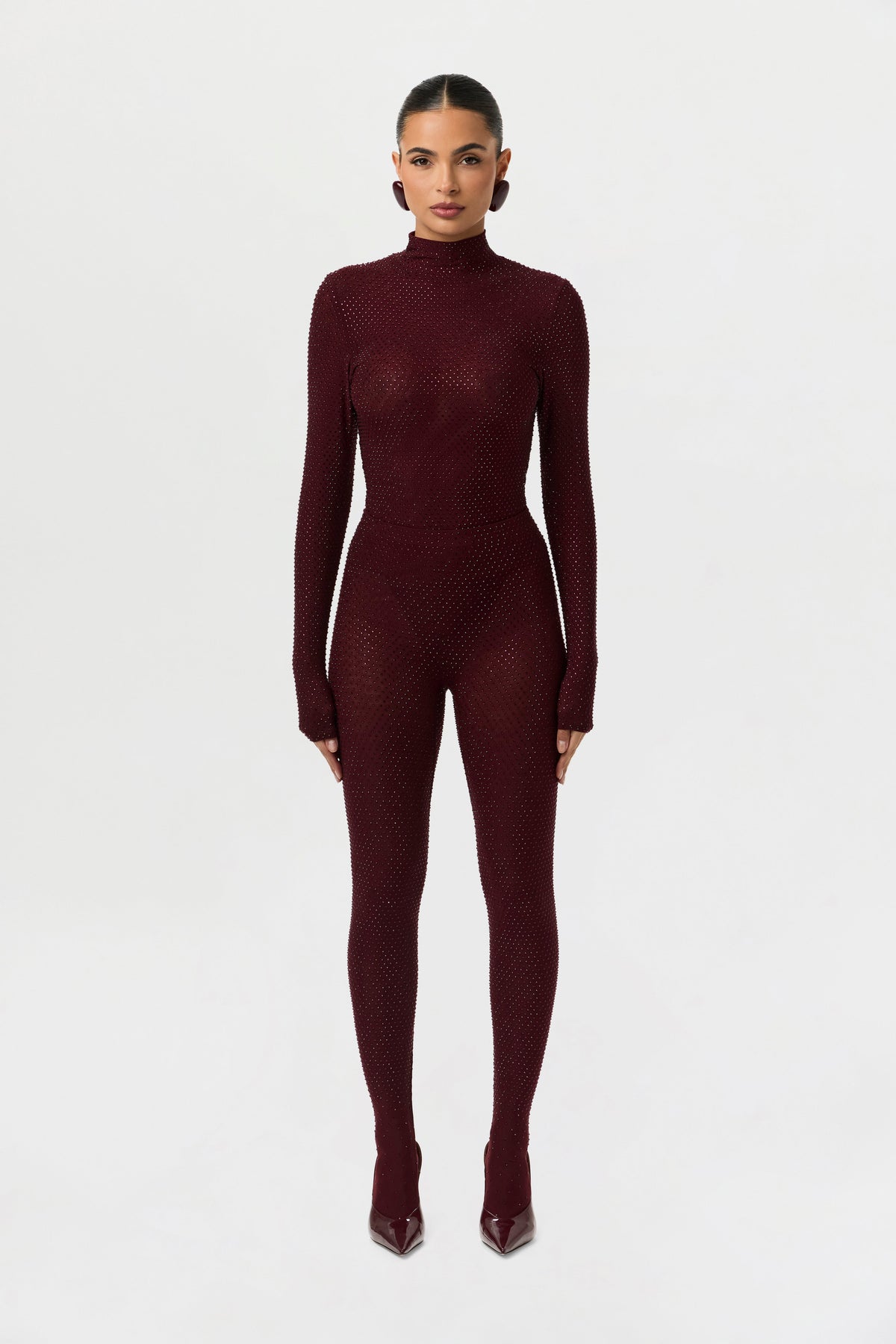 Dark Plum Crystal Closed Toe Leggings
