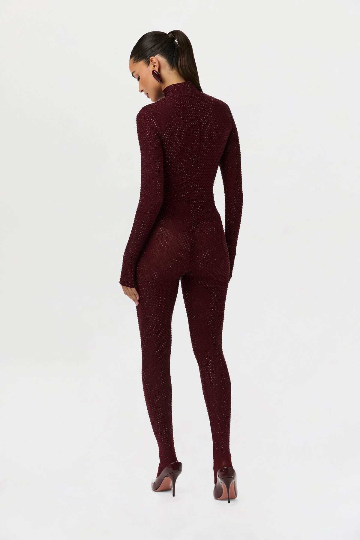 Dark Plum Crystal Closed Toe Leggings