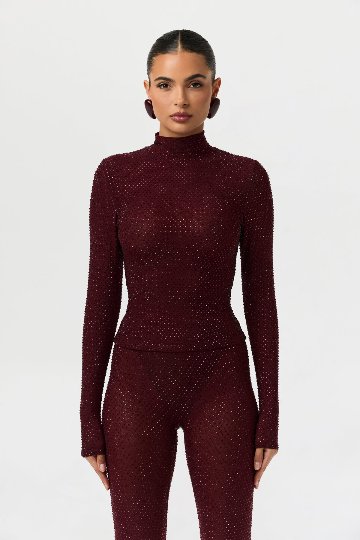 Dark Plum Crystal Closed Toe Leggings