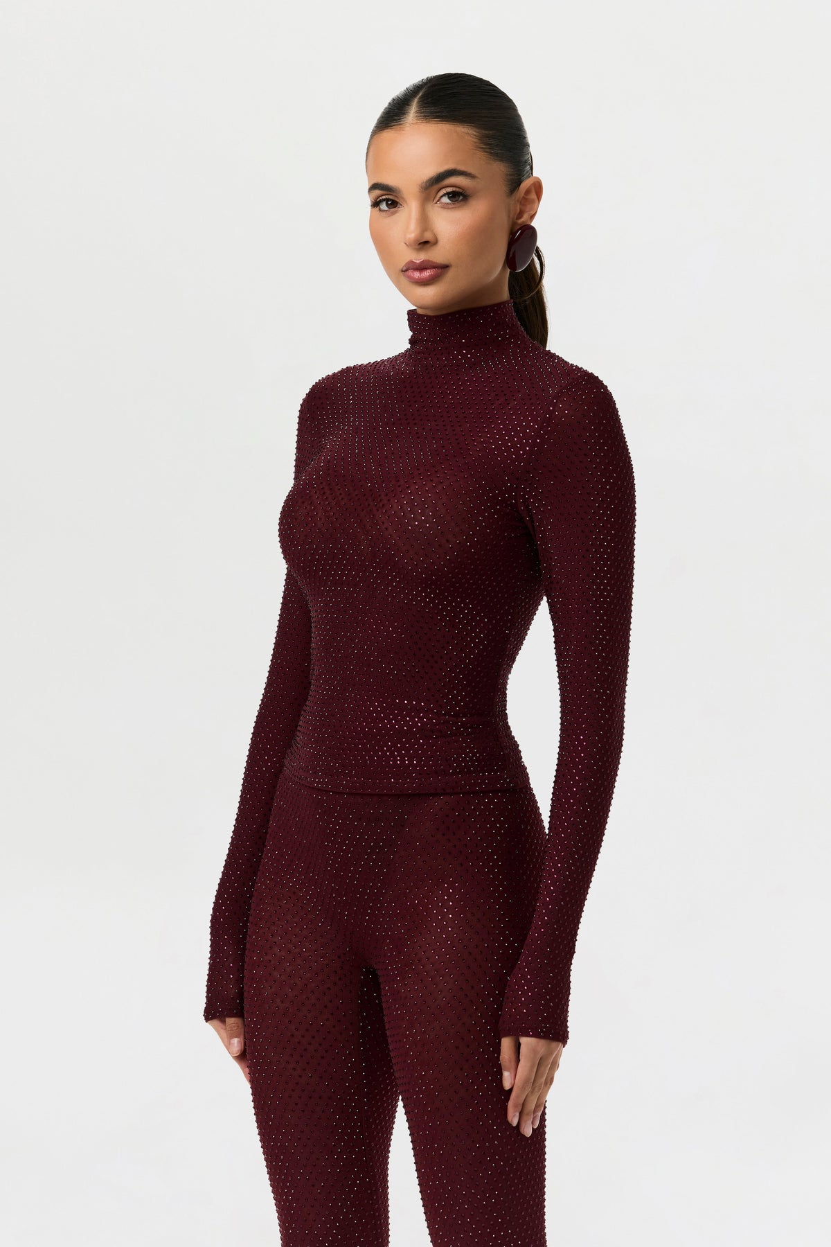 Dark Plum Crystal Closed Toe Leggings