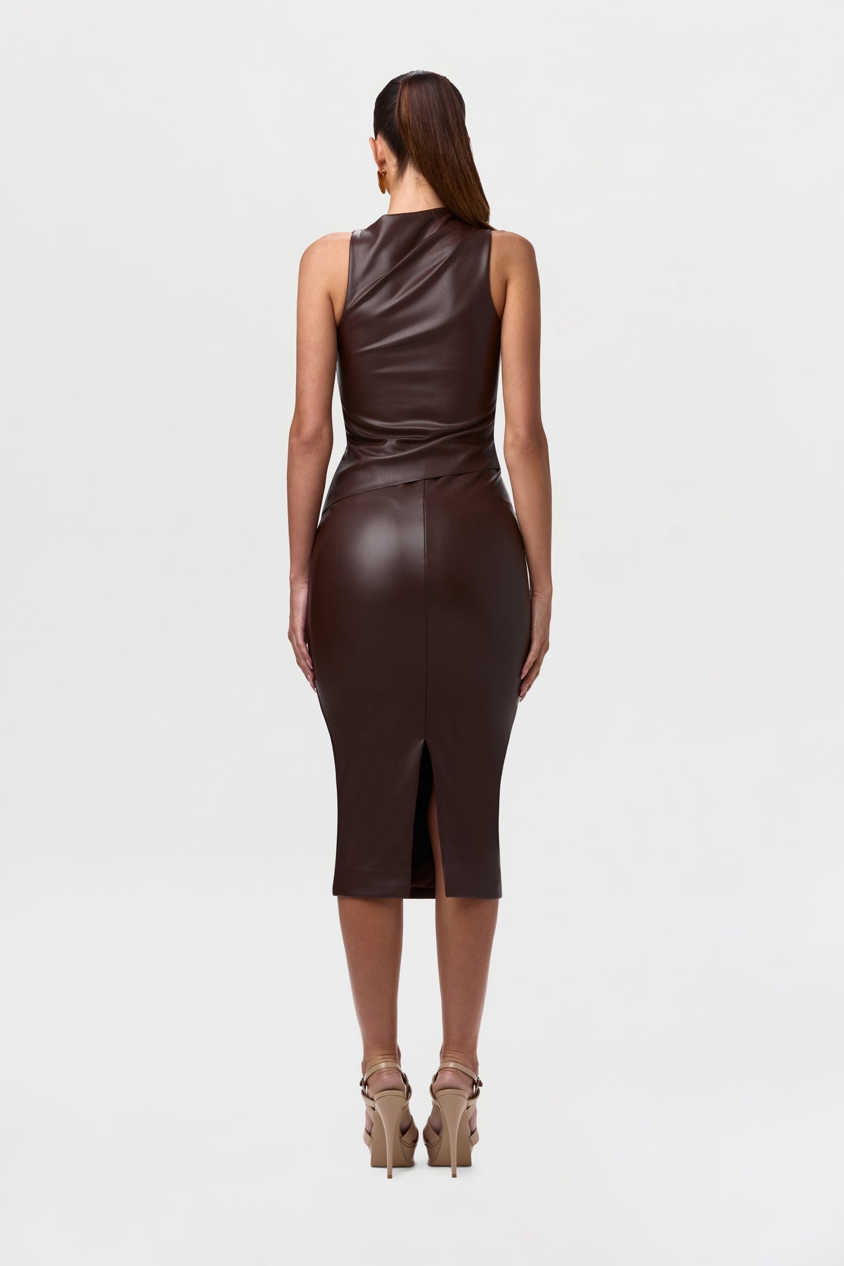 Dark Chocolate Vegan Leather Sleeveless Top