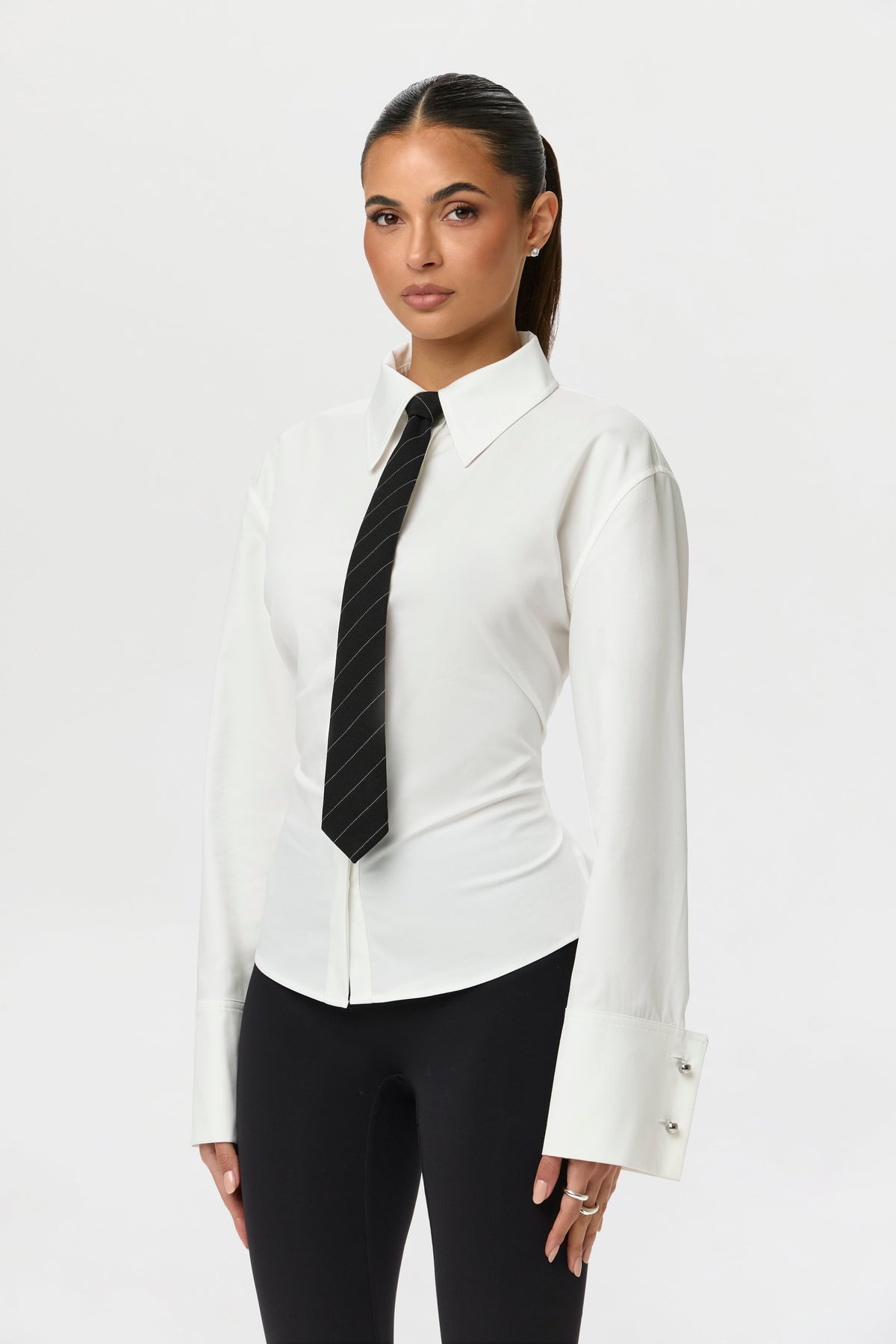 Shirting Contour Button Up Top