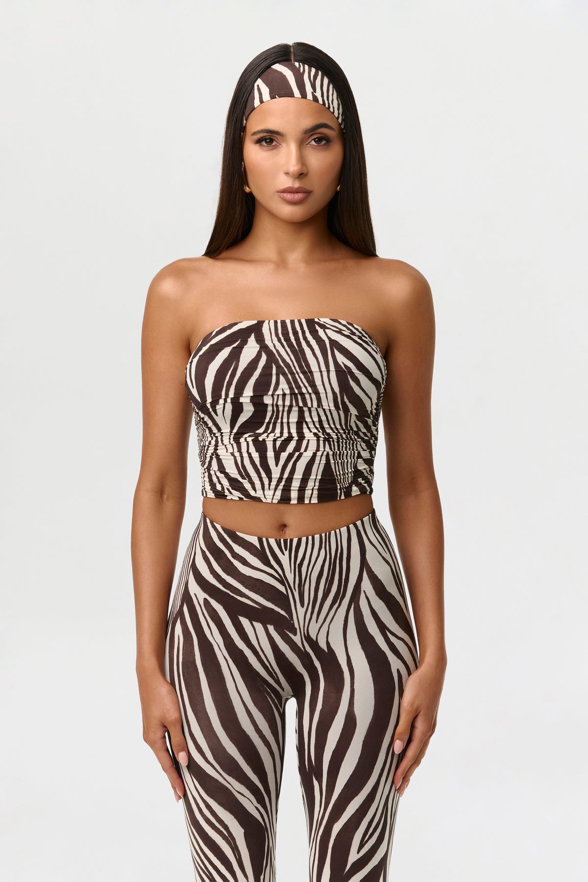 Wild Riviera Naked Print Ruched Tube Top