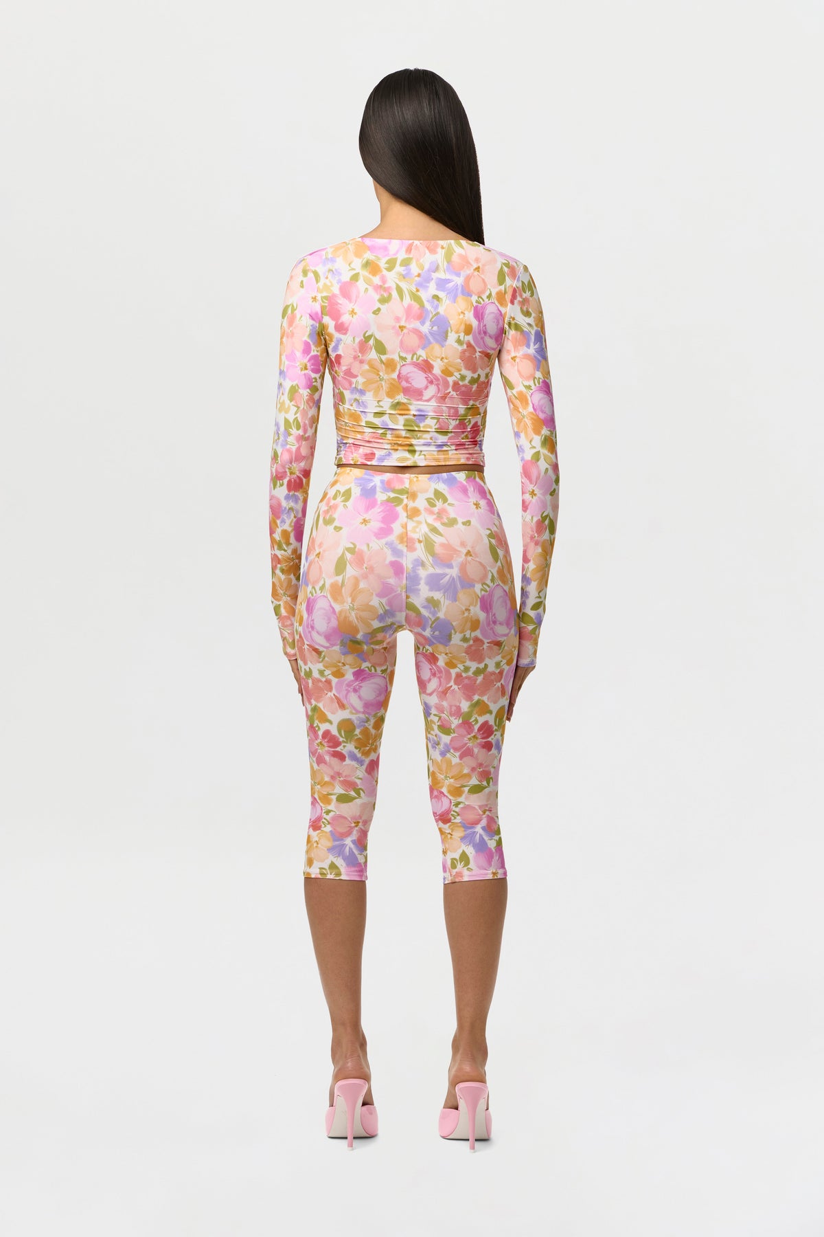 Blush Bloom Naked Print Capri Legging