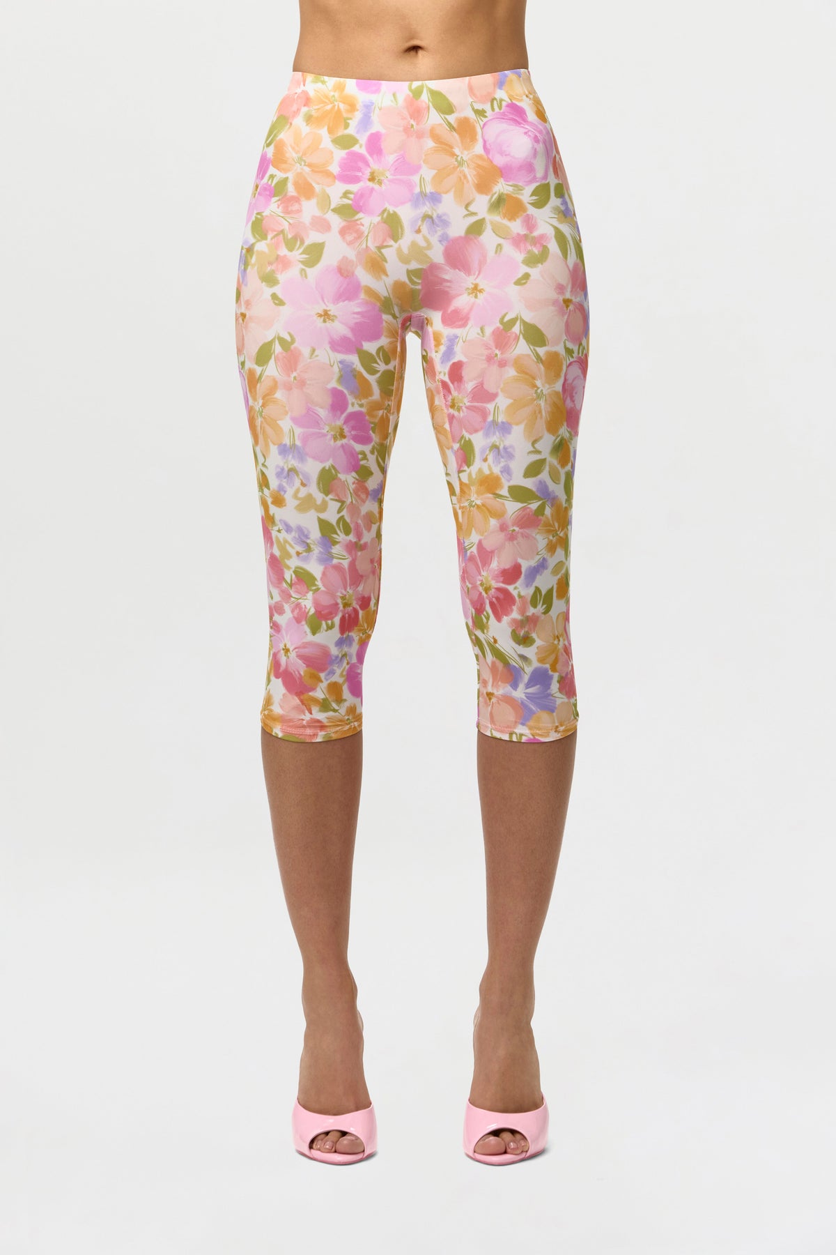 Blush Bloom Naked Print Capri Legging