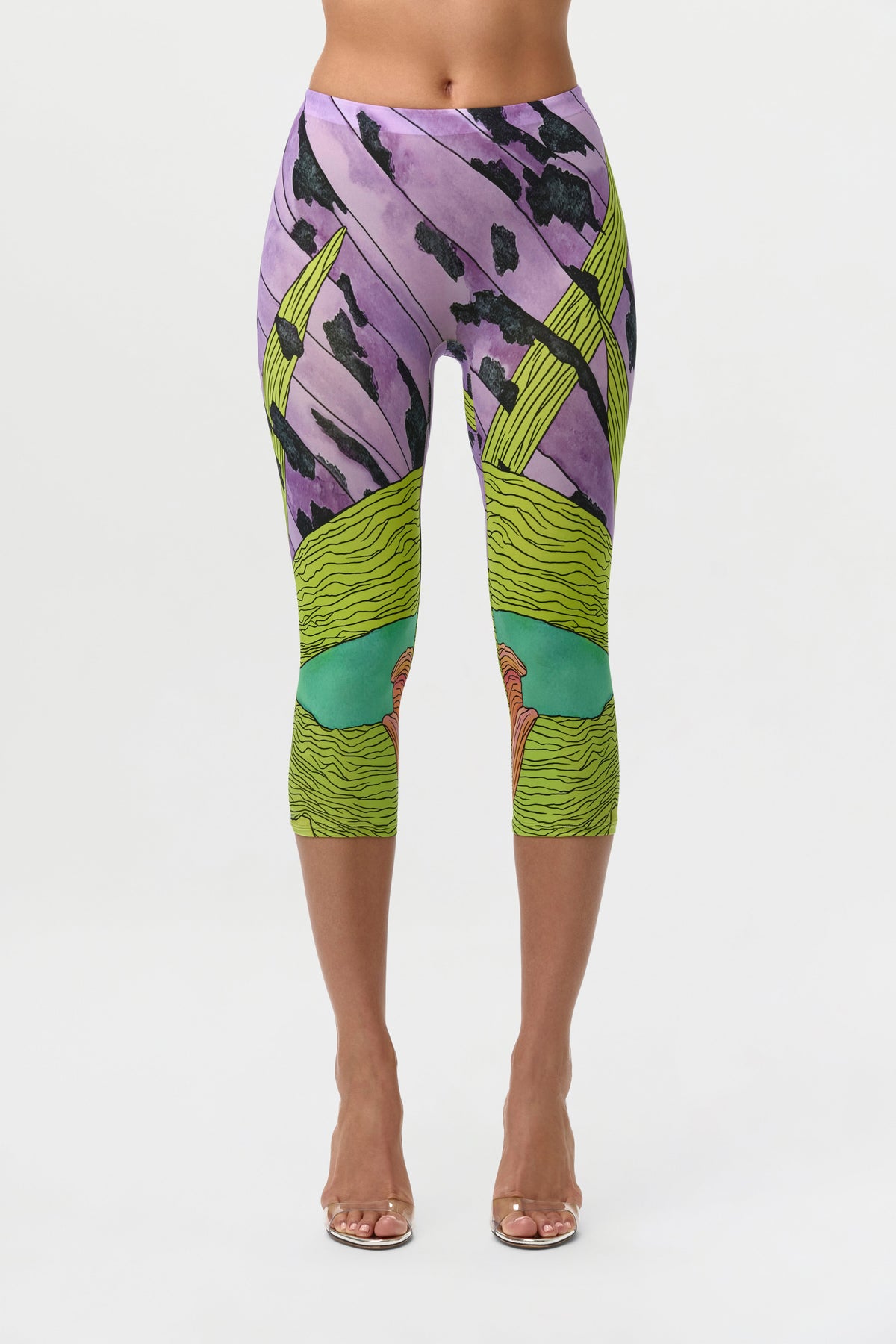 Lethal Botanical Naked Print Capri Legging