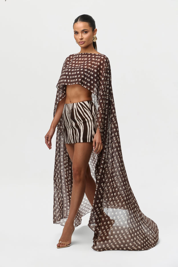 Linen Print Mini Skirt