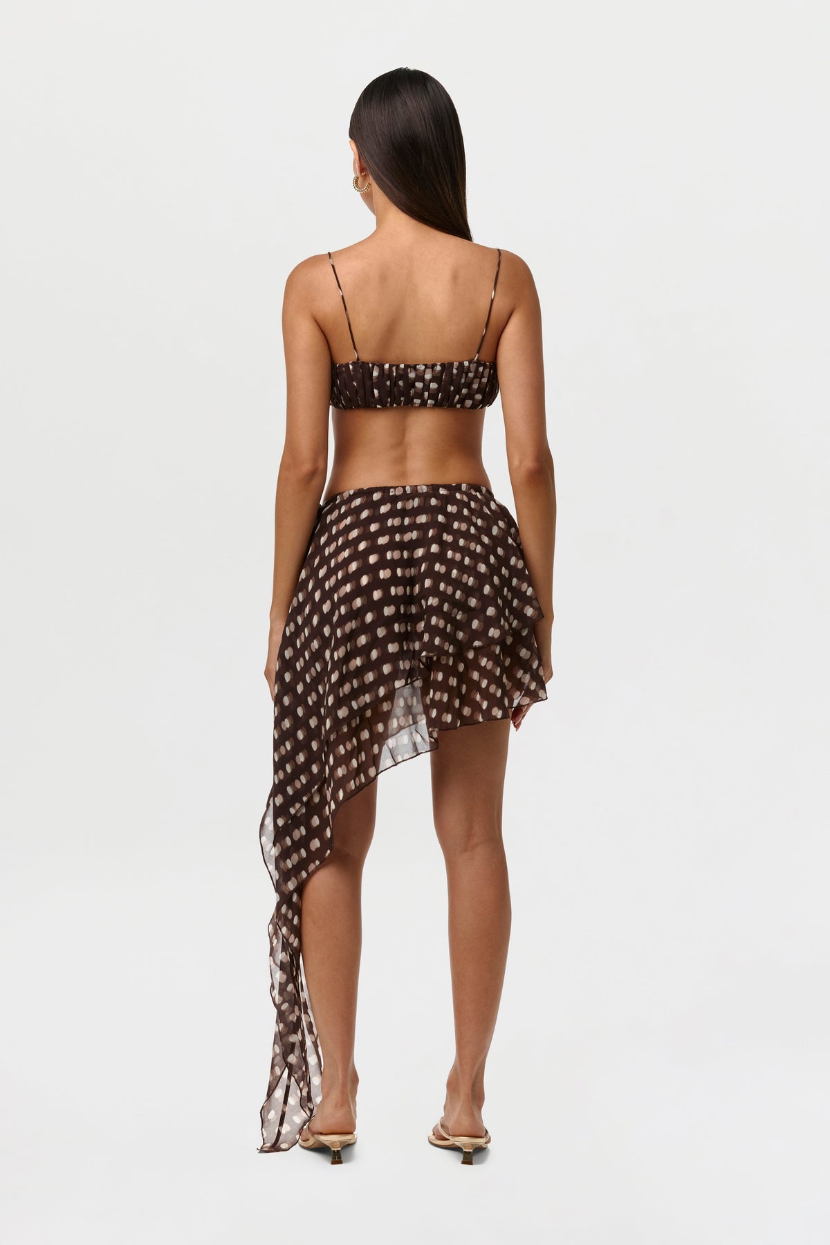 Polka Dot Illusion Chiffon Print Crop Top