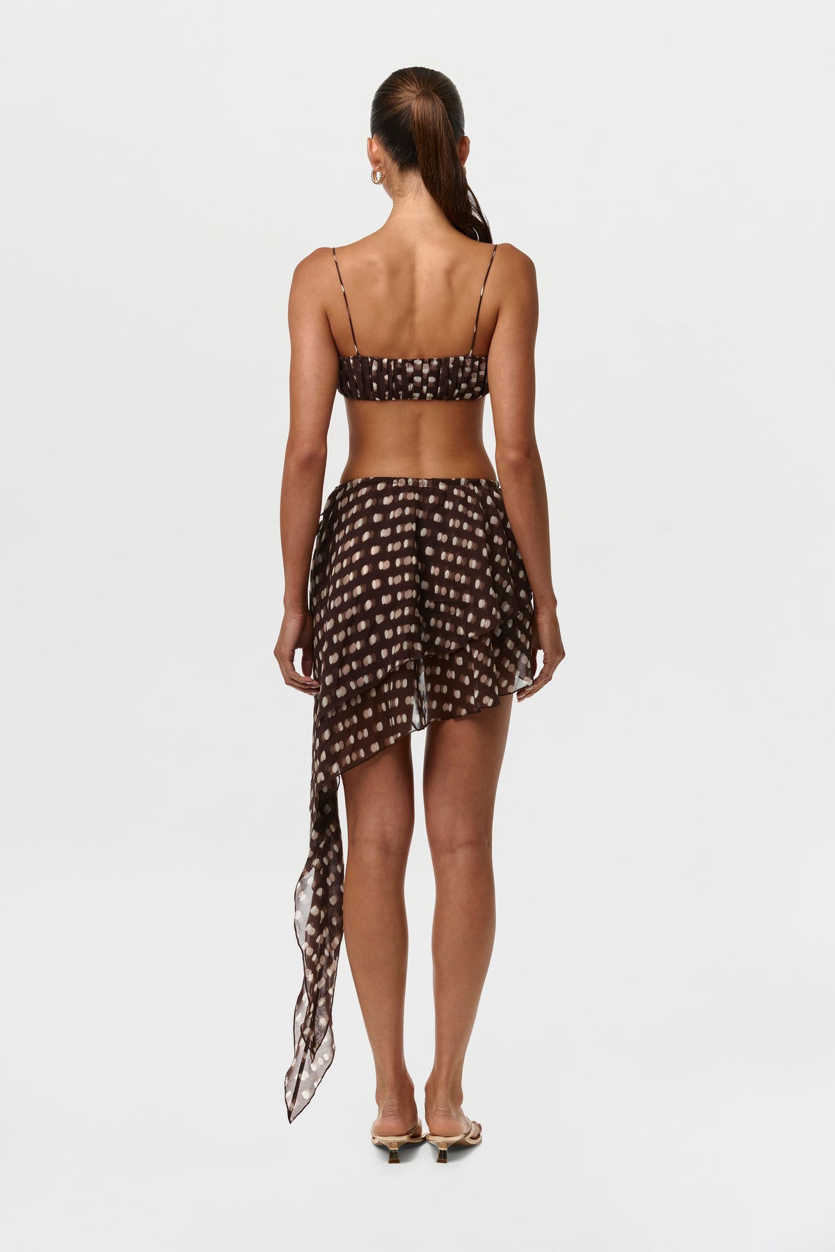 Polka Dot Illusion Chiffon Print Crop Top