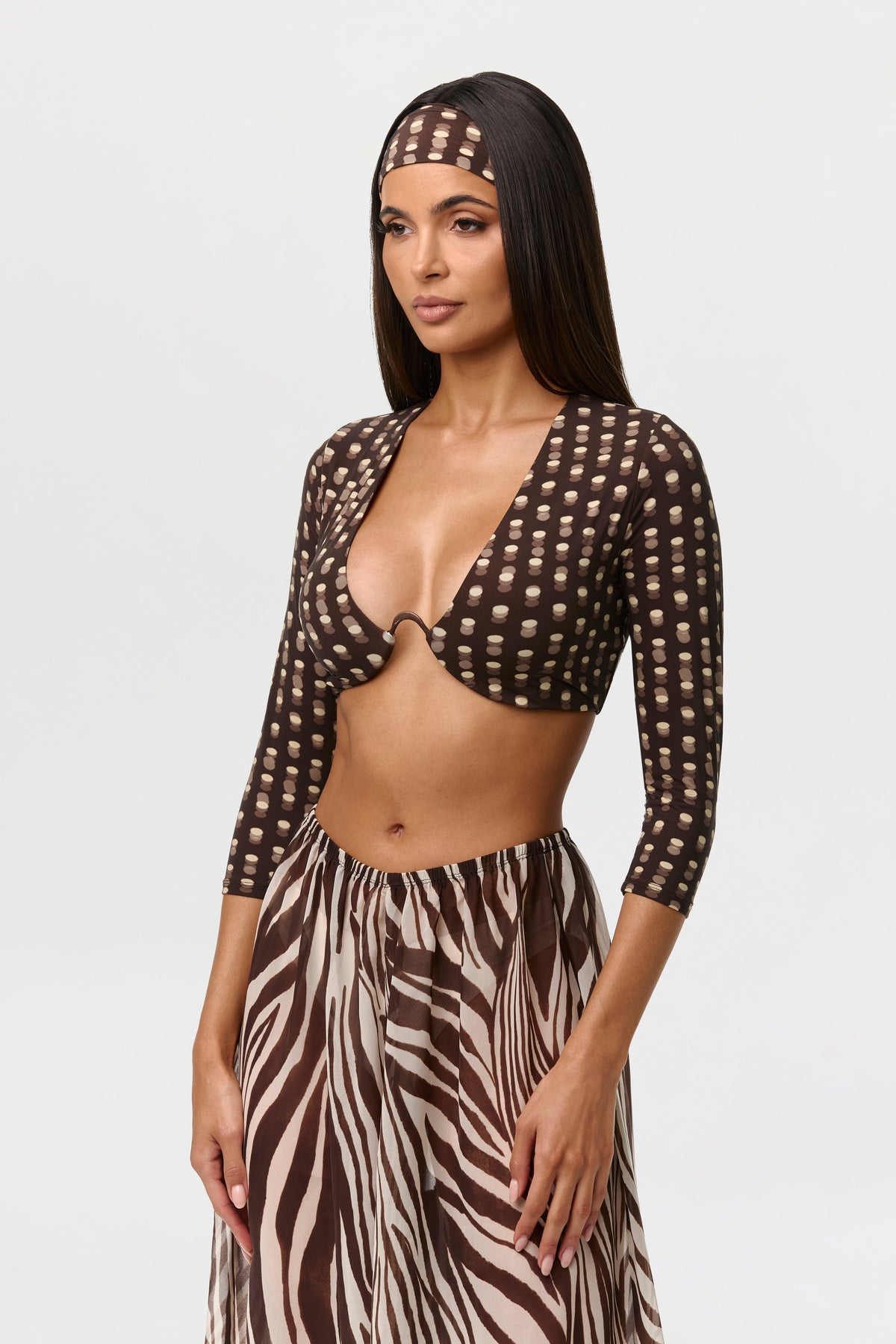 Polka Dot Illusion Naked Print Wire Crop Top