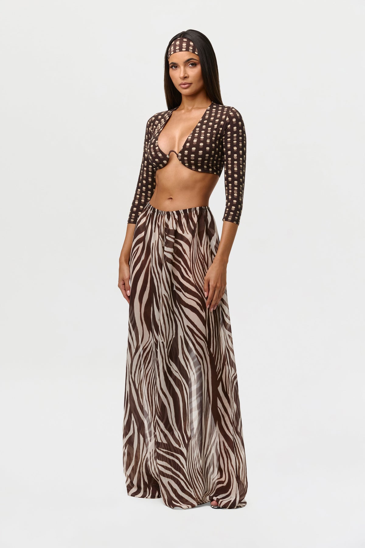 Polka Dot Illusion Naked Print Wire Crop Top