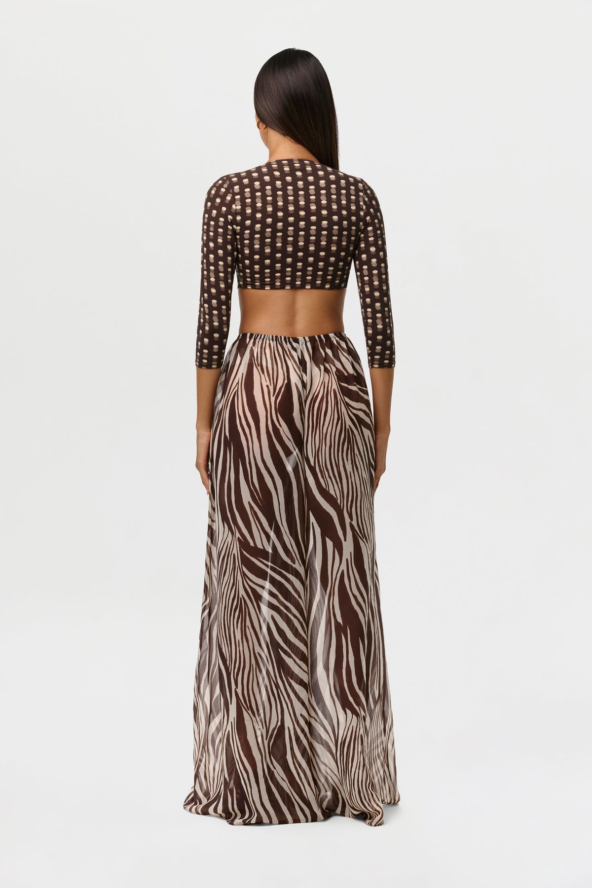 Polka Dot Illusion Naked Print Wire Crop Top
