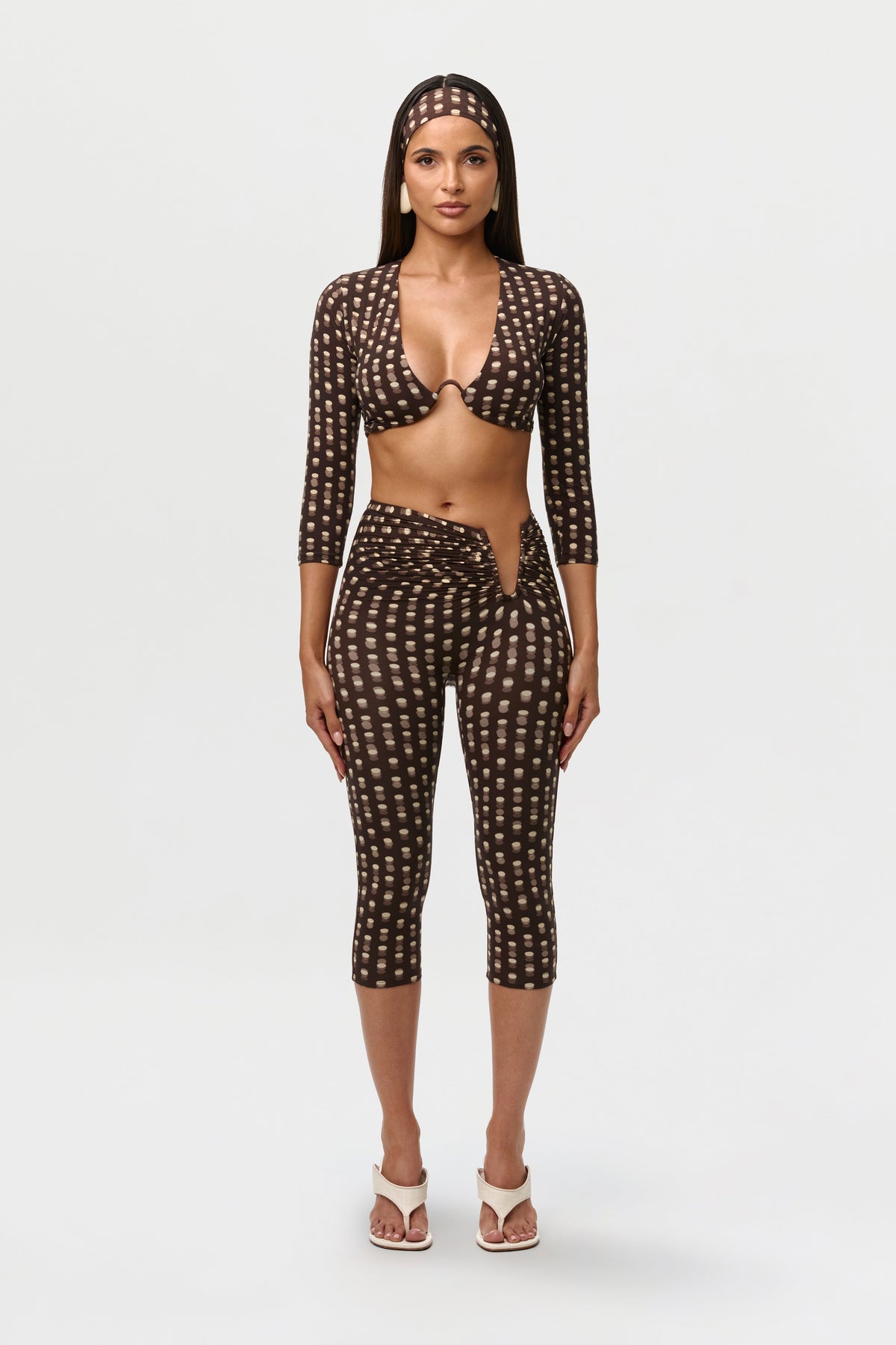 Polka Dot Illusion Naked Print Wired Capri Leggings