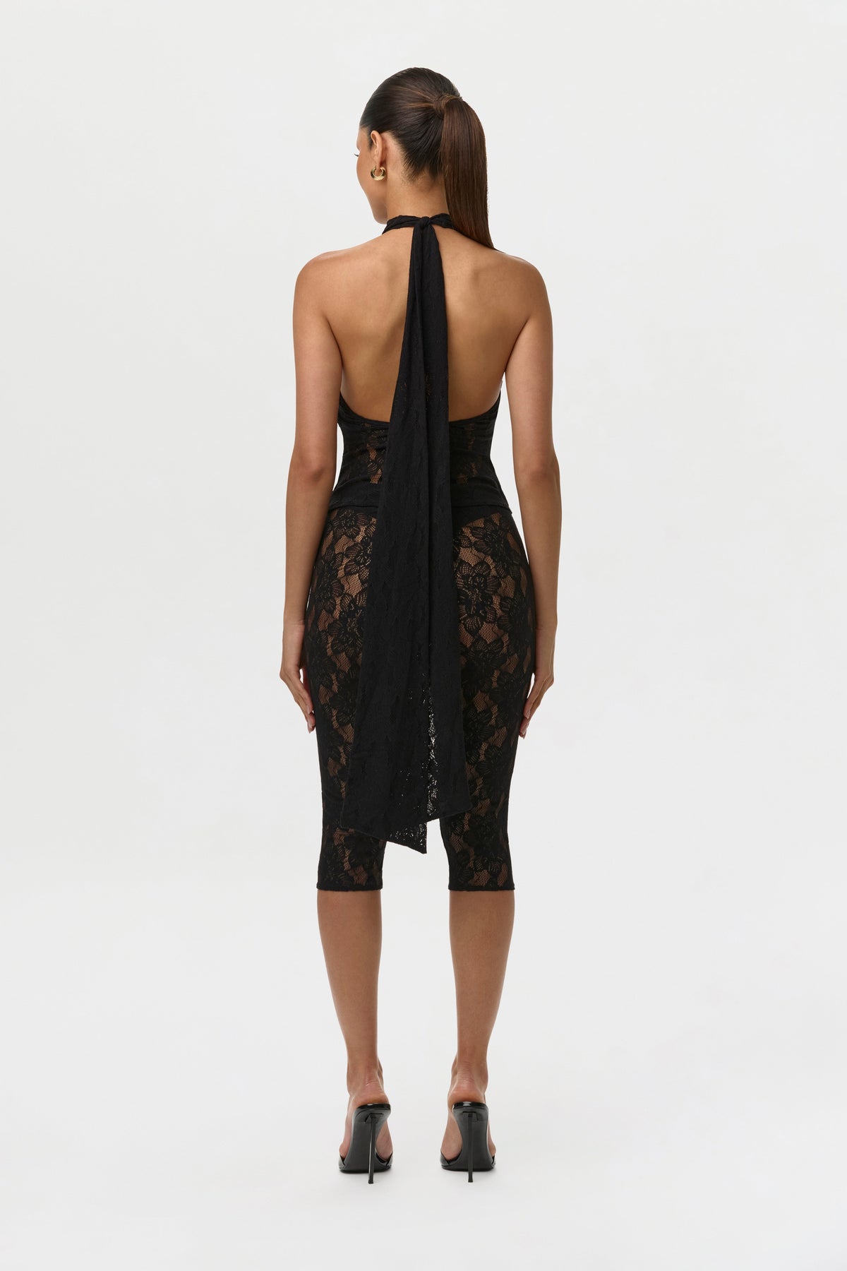 Black Stretch Lace Capri Leggings
