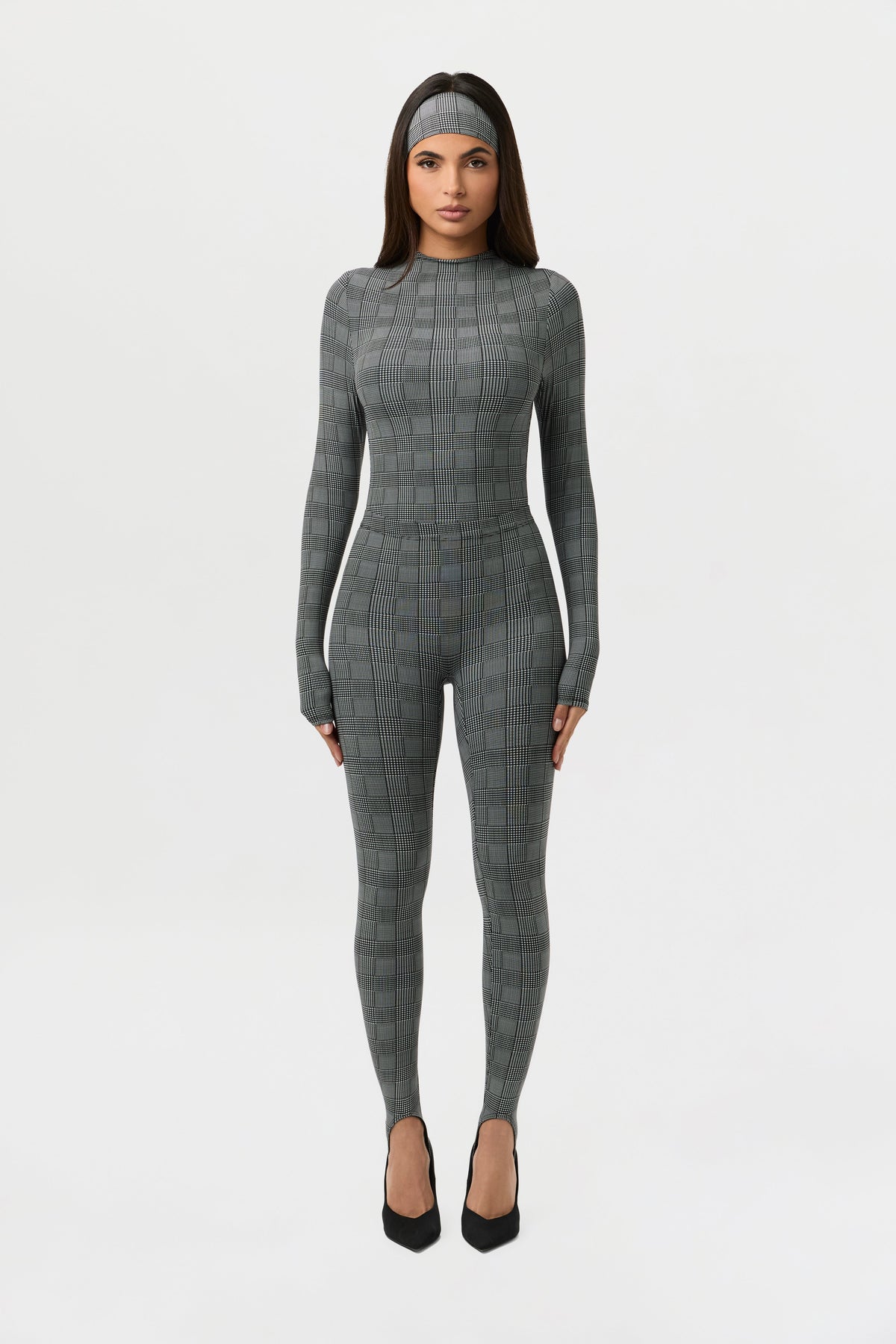 Houndstooth Plaid Naked Print Stirrup Legging Petite