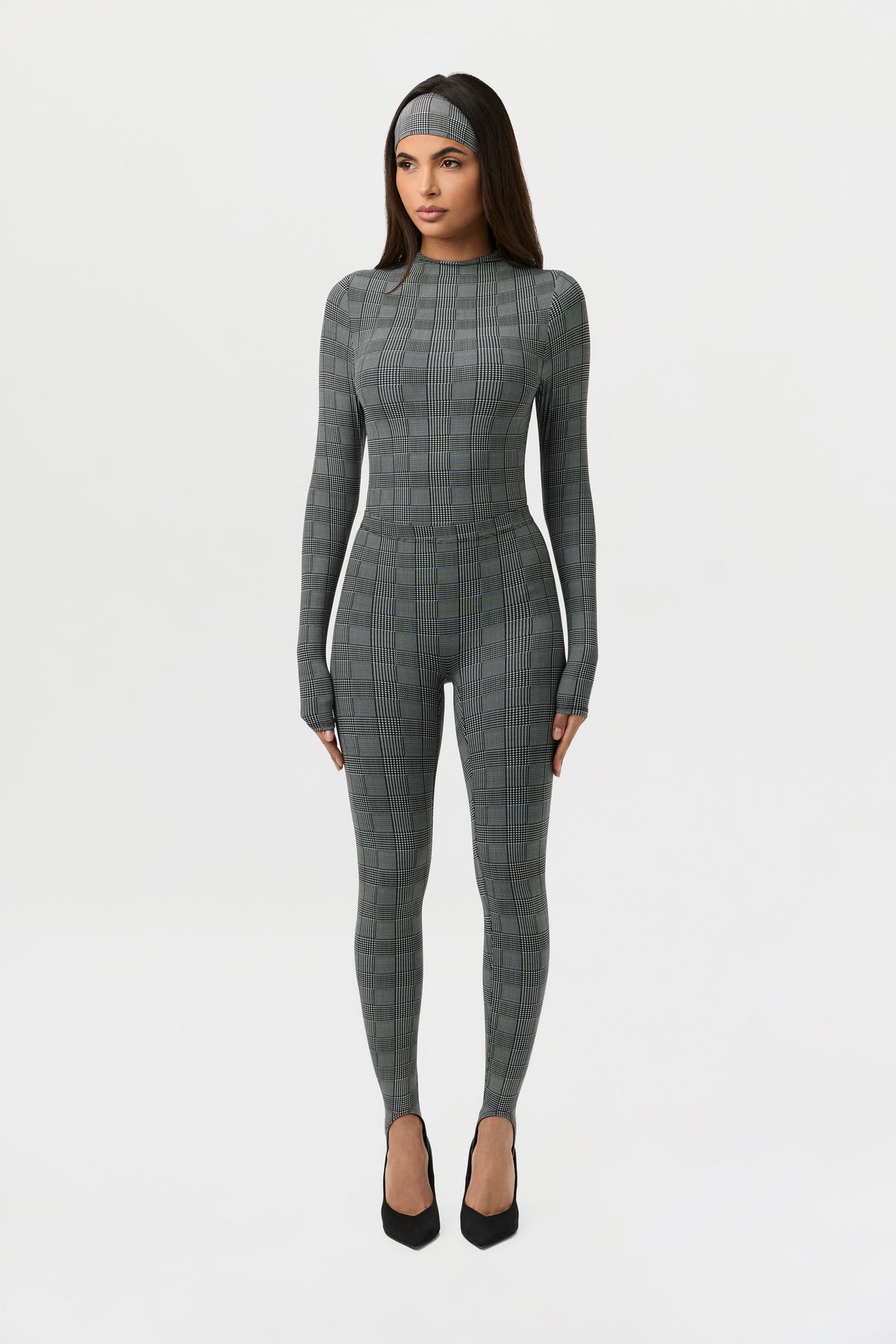 Houndstooth Plaid Naked Print Stirrup Legging
