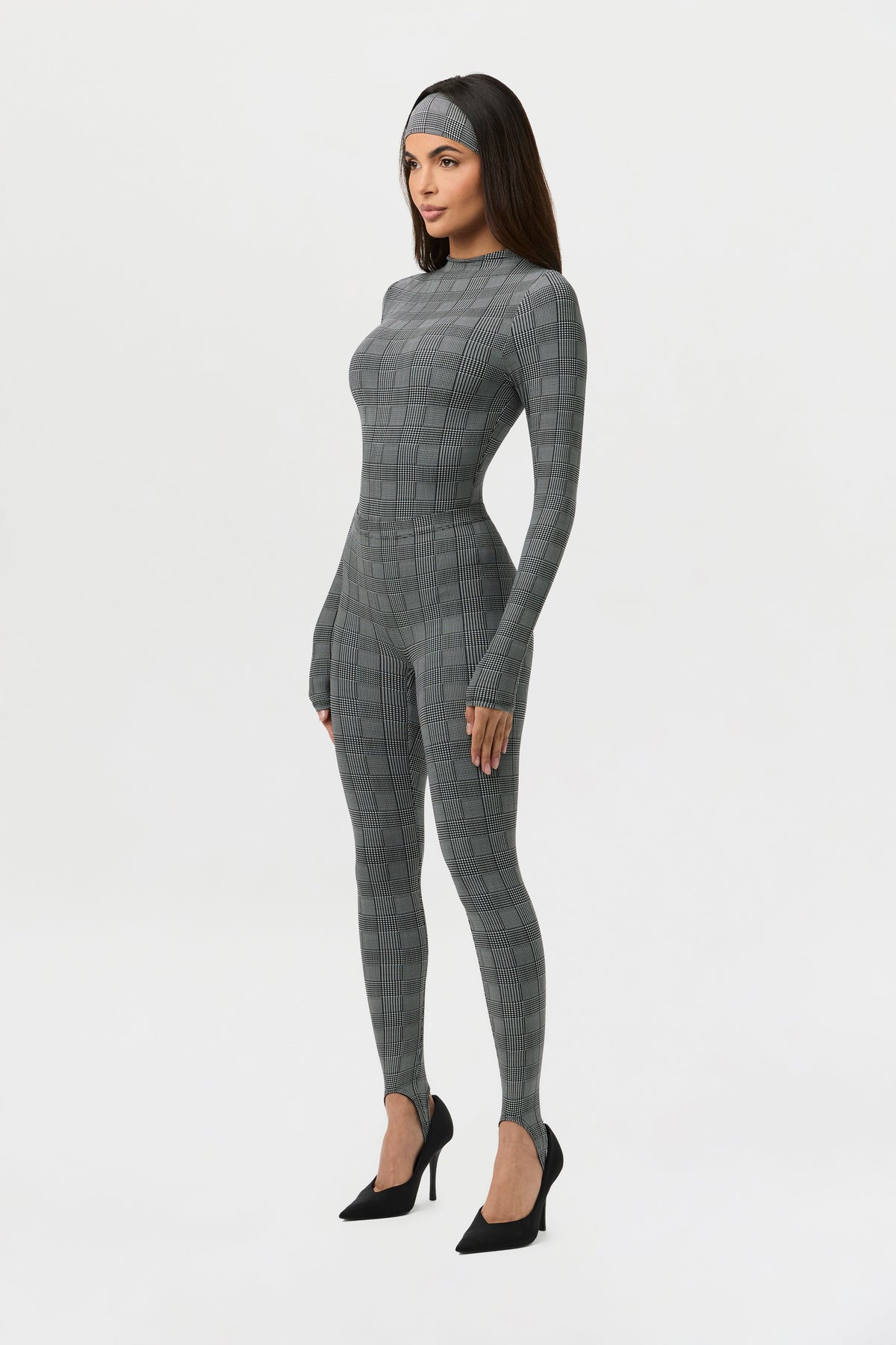 Houndstooth Plaid Naked Print Stirrup Legging
