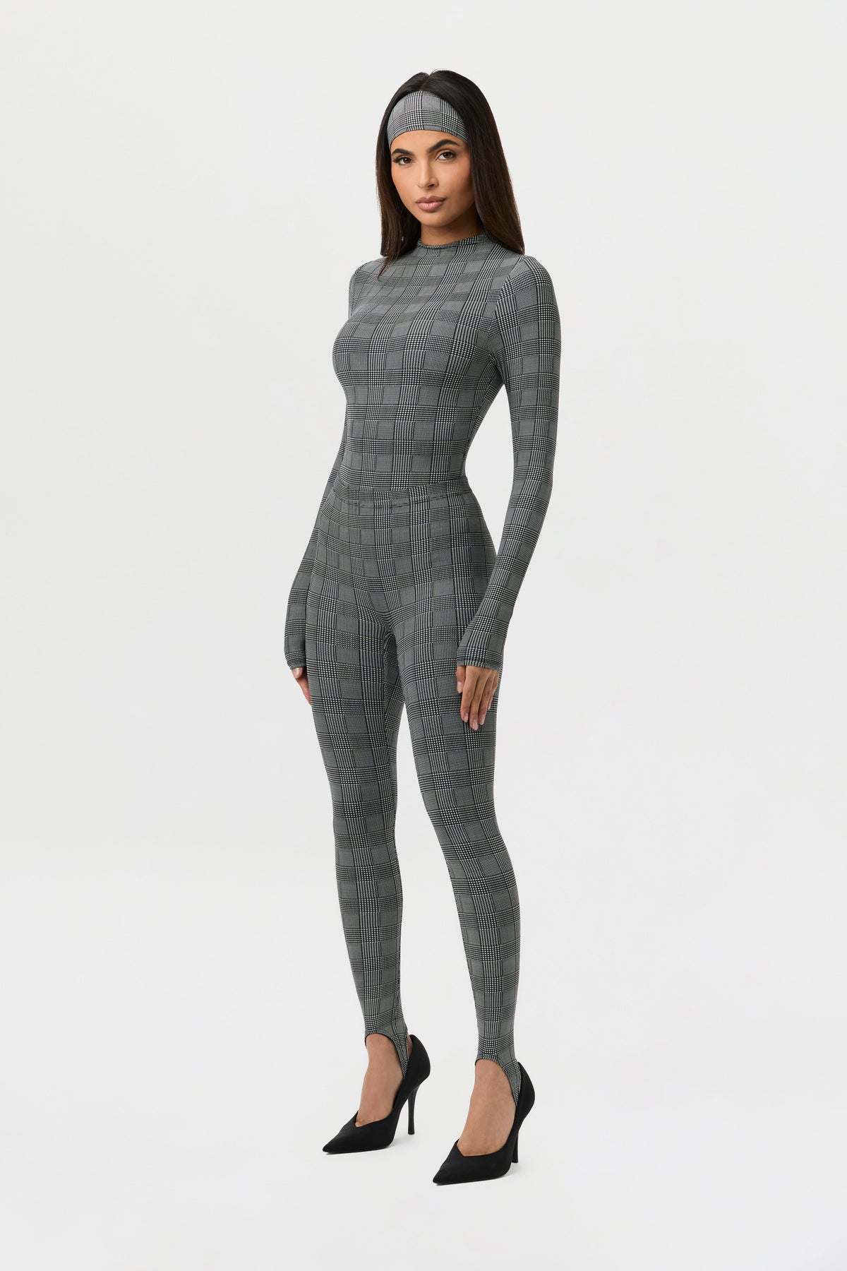 Houndstooth Plaid Naked Print Stirrup Legging