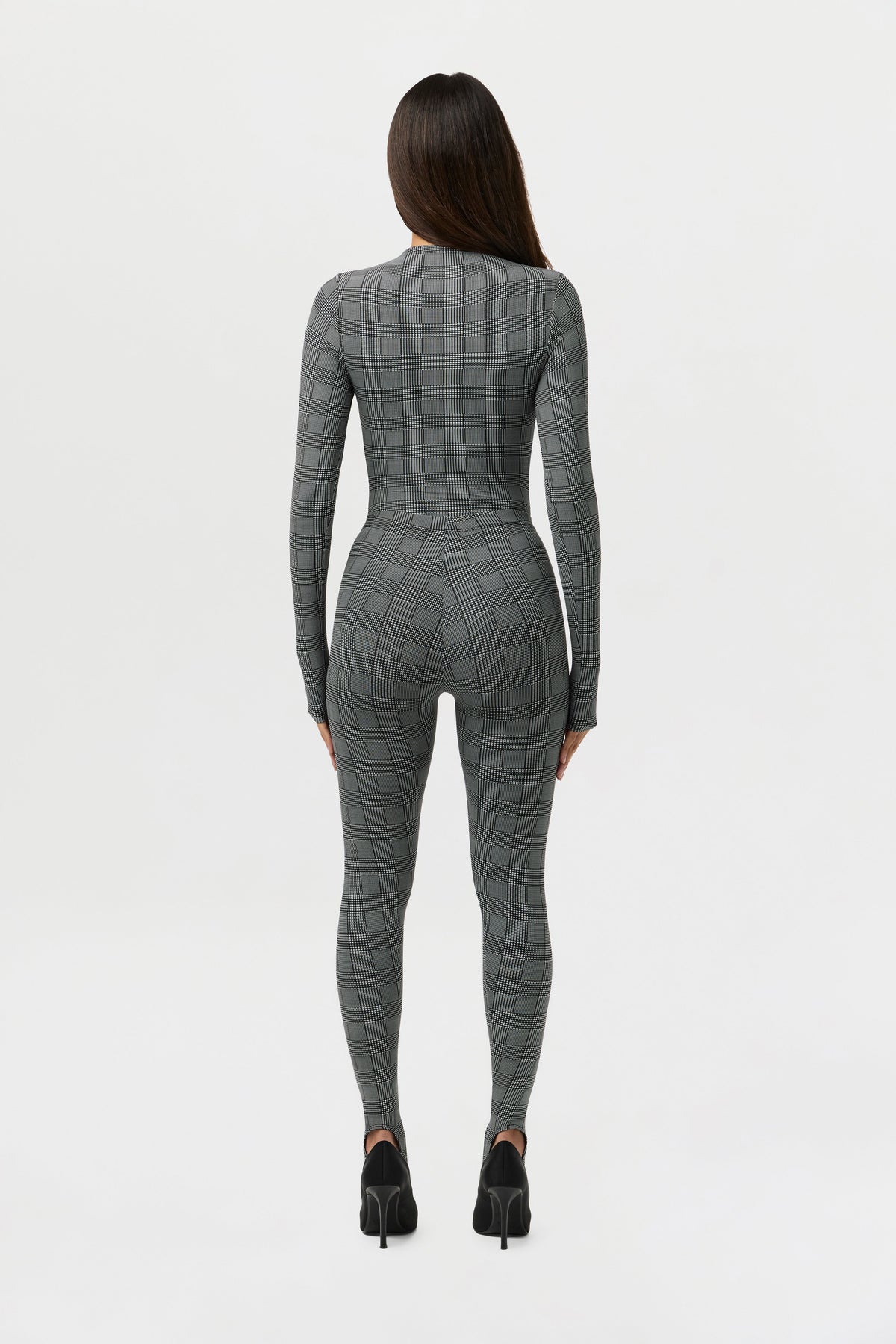 Houndstooth Plaid Naked Print Stirrup Legging