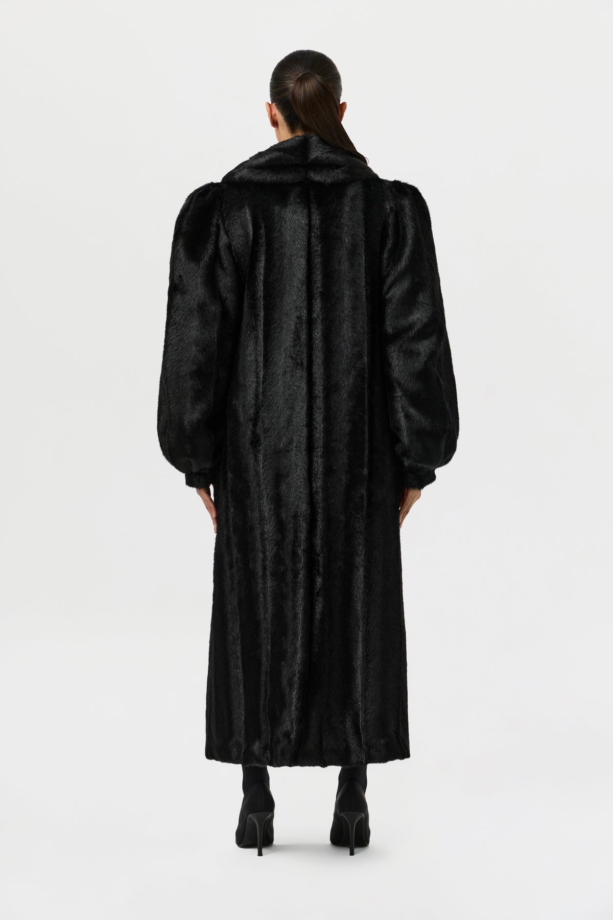 Black Faux Mink Long Coat