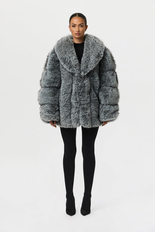 Pelted Vertical Fur Coat
