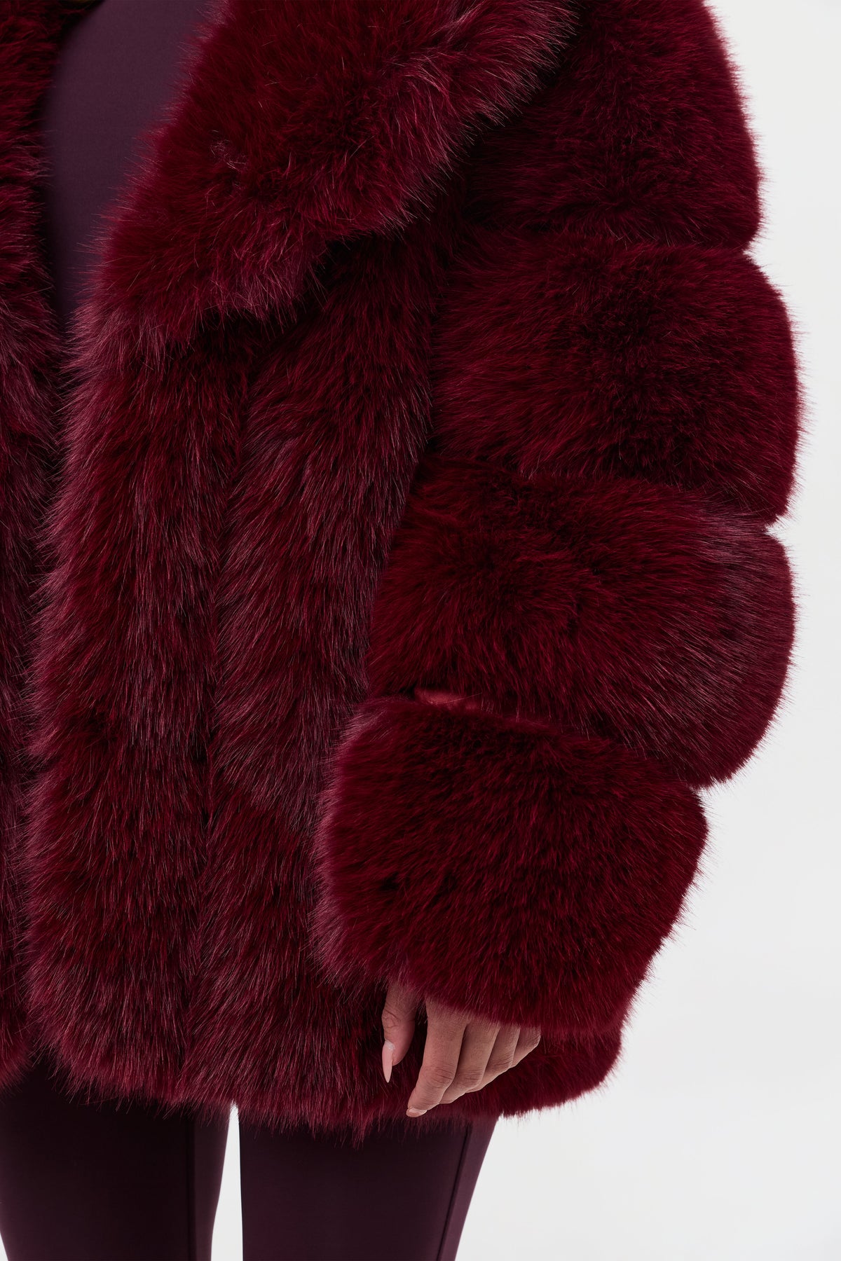 Currant Pelted Vertical Fur Coat