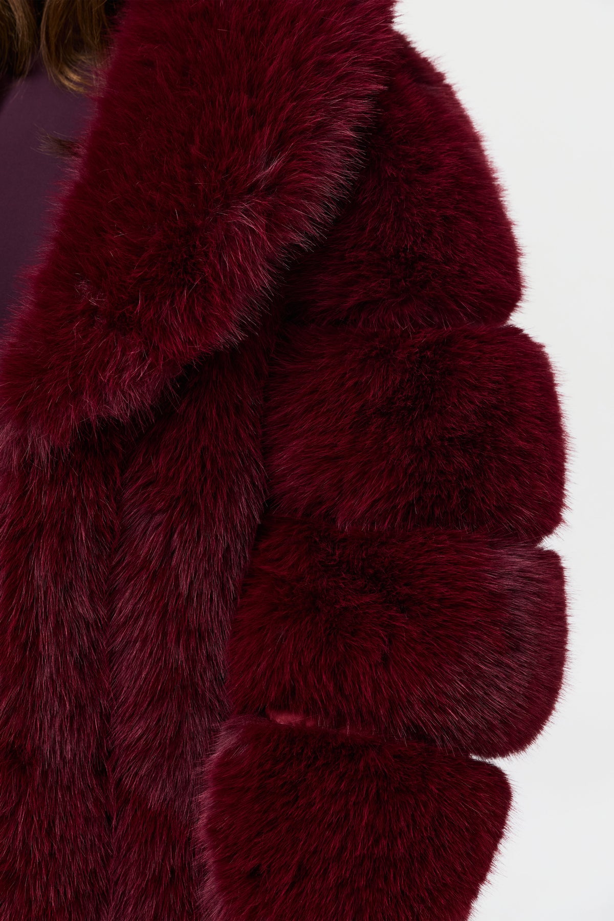 Currant Pelted Vertical Fur Coat