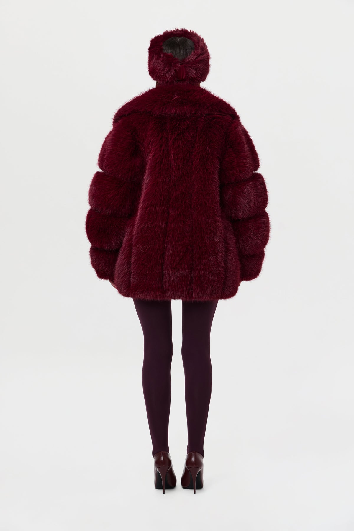 Currant Pelted Vertical Fur Coat