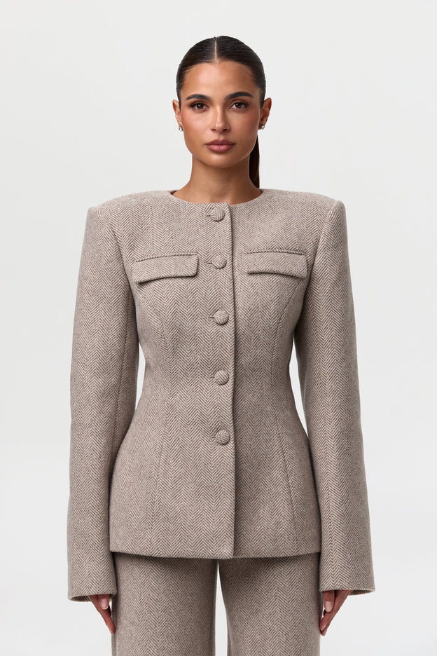 Pattern Suiting Button Up Blazer