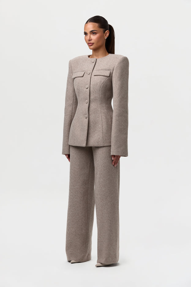 Pattern Suiting Button Up Blazer