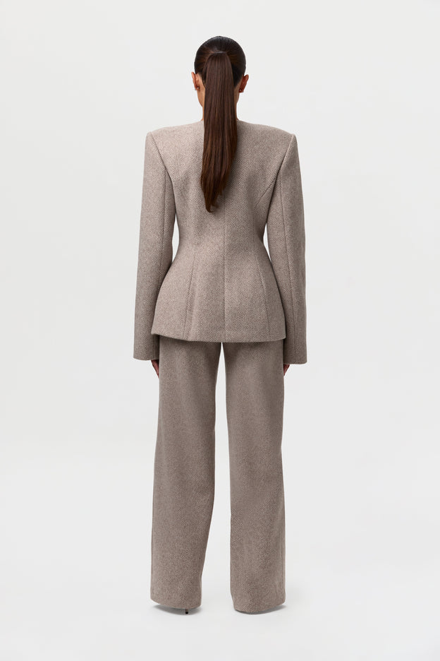 Pattern Suiting Straight Leg Trouser