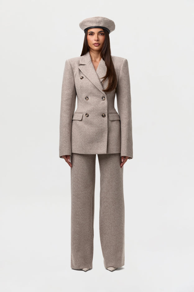 Pattern Suiting Double Breasted Blazer