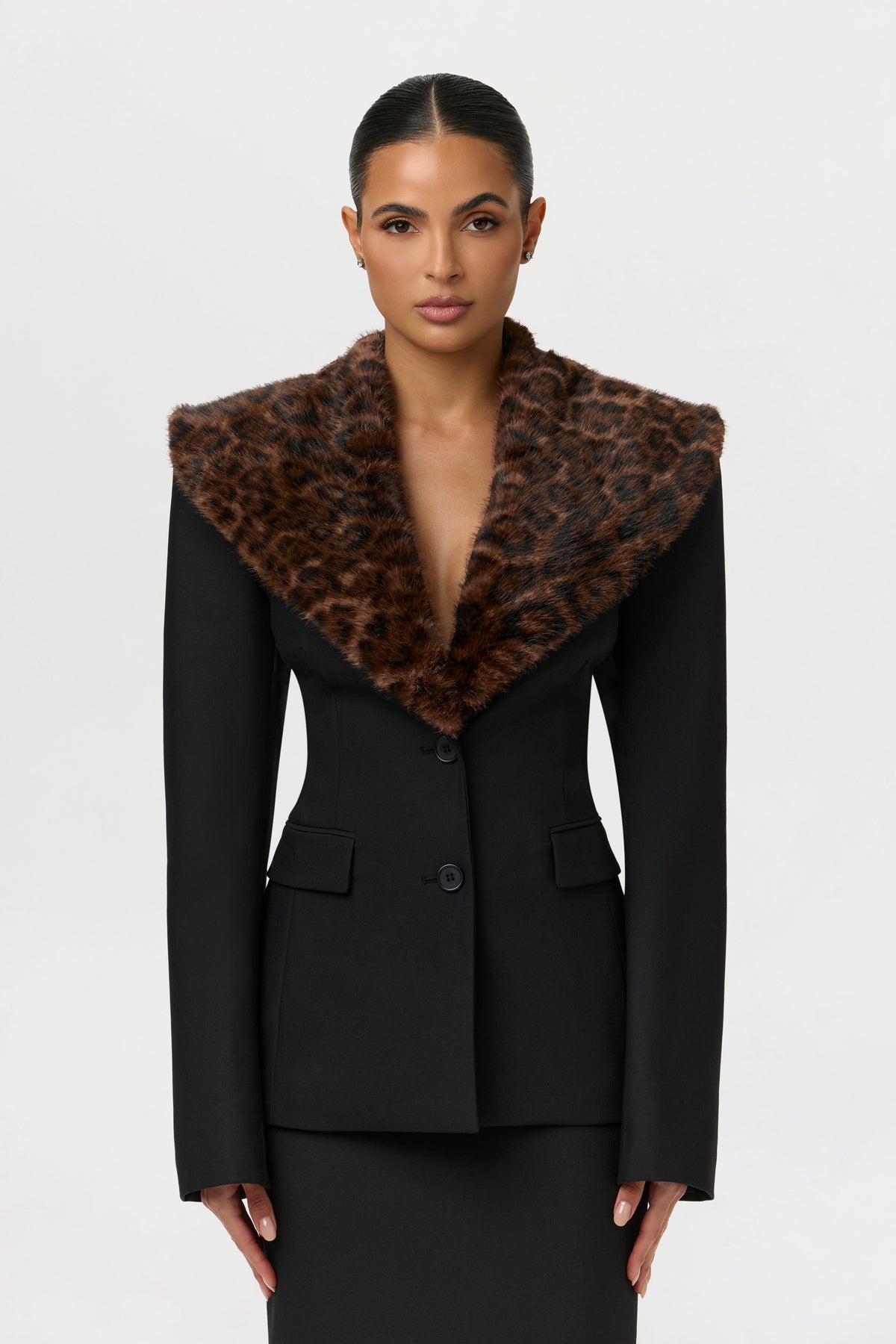 Black Suiting Jacket with Fur Collar