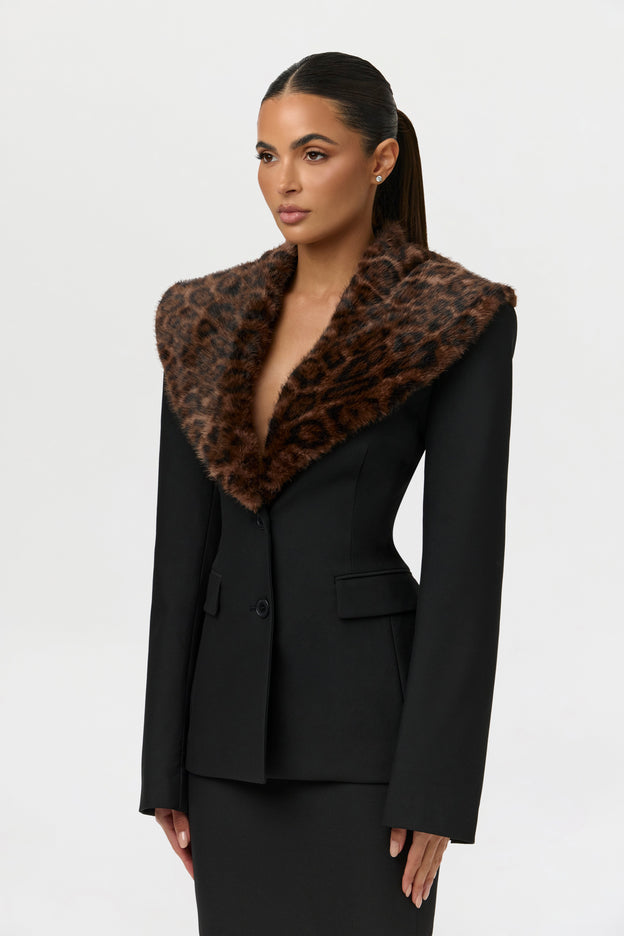 Suiting Jacket with Fur Collar