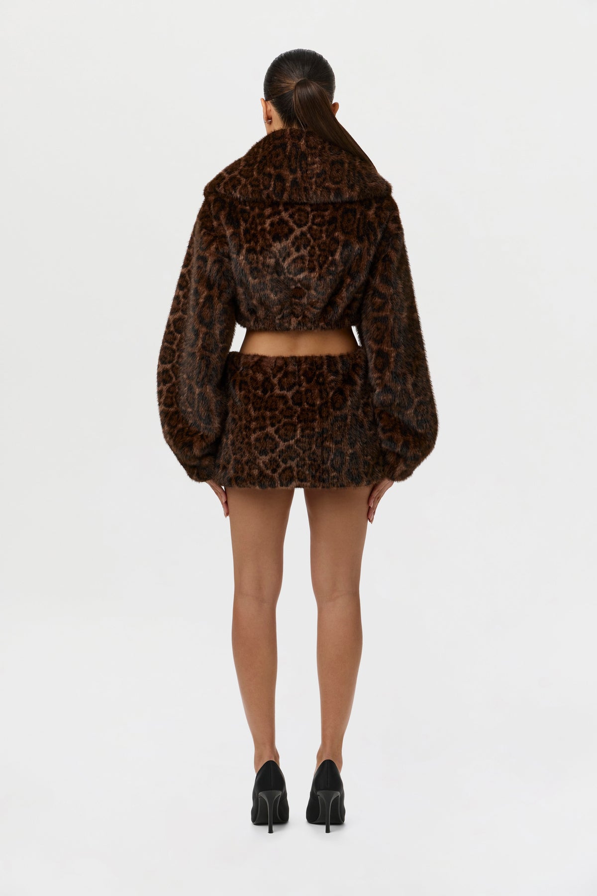 Dark Leopard Faux Fur Leopard Shrug