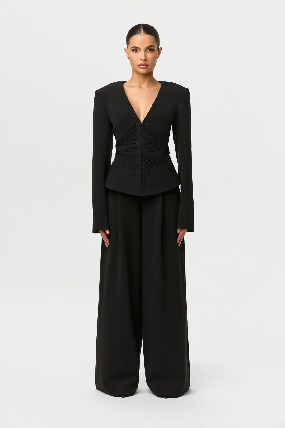 Suiting V-Neck Corset Blazer