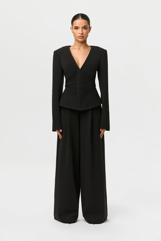 Suiting V-Neck Corset Blazer