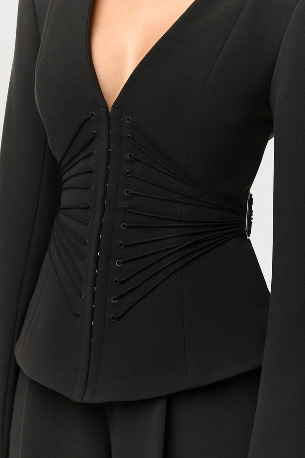 Suiting V-Neck Corset Blazer