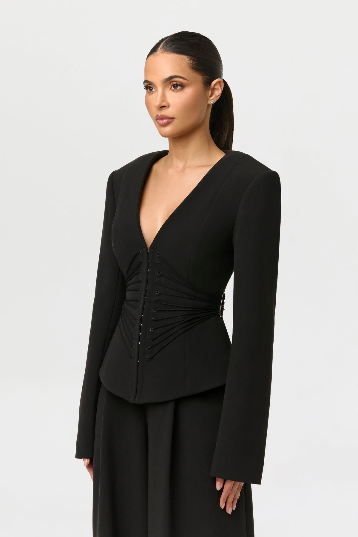 Suiting V-Neck Corset Blazer
