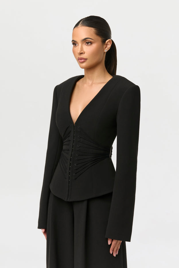 Suiting V-Neck Corset Blazer