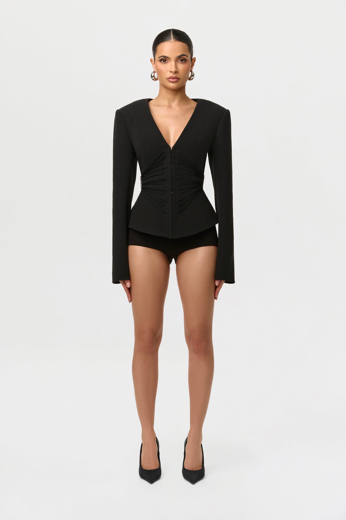 Suiting V-Neck Corset Blazer