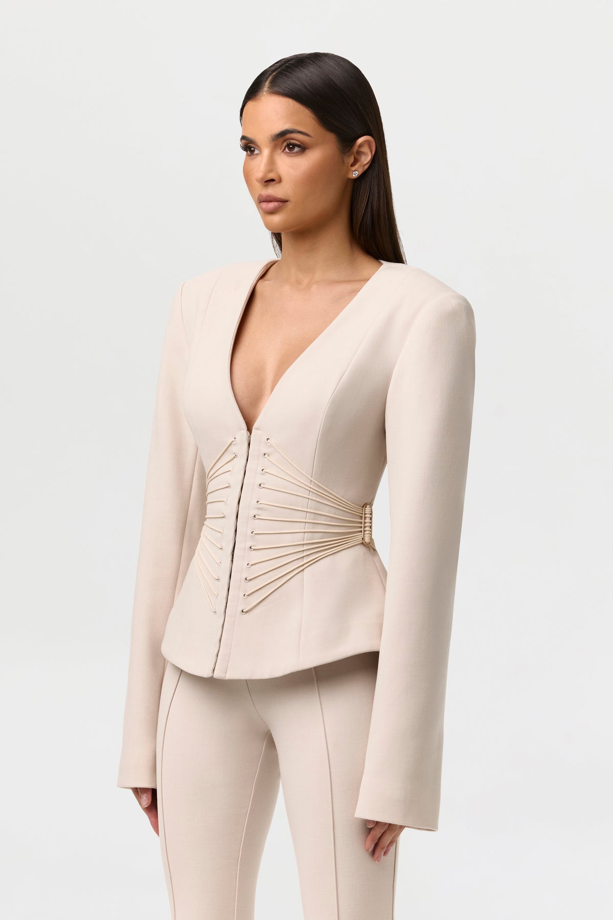 Suiting V-Neck Corset Blazer